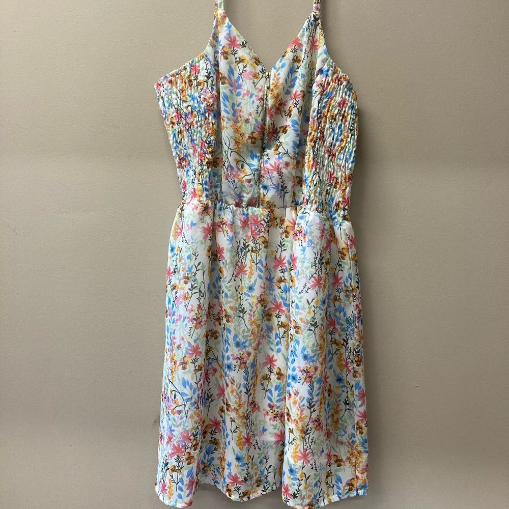 Therapy Floral Sundress Lined Zip Up Size L